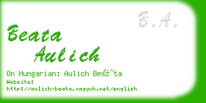 beata aulich business card